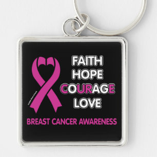 Faith Hope Courage Love...Breast Cancer Key Ring