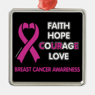 Faith Hope Courage Love...Breast Cancer Metal Tree Decoration