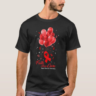 Faith Hope Cure Butterflies Red Ribbon Heart Disea T-Shirt