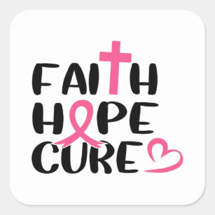 Faith Hope Cure Cancer Awareness Square Sticker