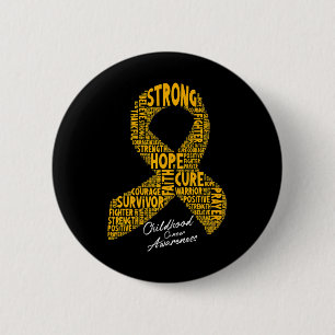 Faith Hope Cure Childhood Cancer Awareness Ribbon 6 Cm Round Badge