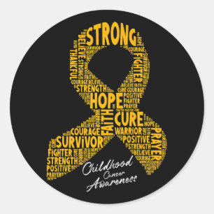 Faith Hope Cure Childhood Cancer Awareness Ribbon  Classic Round Sticker