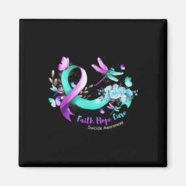 Faith Hope Cure Dragonfly Suicide Prevention Aware Magnet (Front)