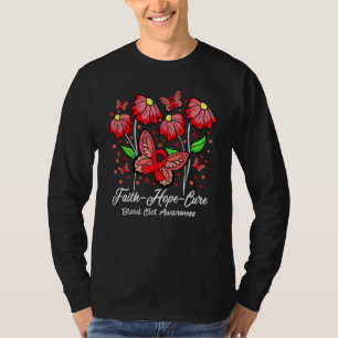 Faith Hope Cure Flower Butterfly Blood Clot Awaren T-Shirt