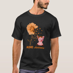 Faith Hope Cure Pig With Daisy Flower ADHD Awarene T-Shirt