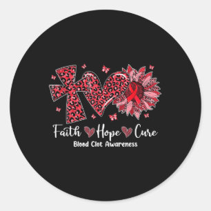 Faith Hope Cure Sunflower Leopard Blood Clot Aware Classic Round Sticker
