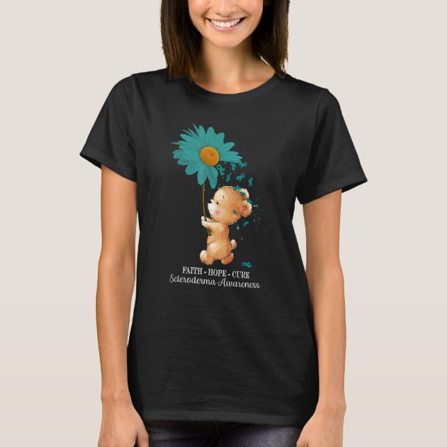 Faith Hope Cure Teal Scleroderma Awareness T-Shirt (Front)