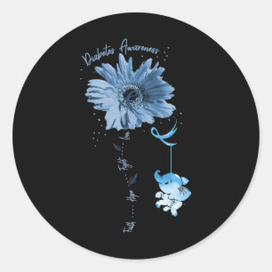 Faith Hope Fight Love Elephant Sunflower Diabetes Classic Round Sticker