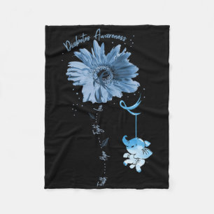 Faith Hope Fight Love Elephant Sunflower Diabetes  Fleece Blanket