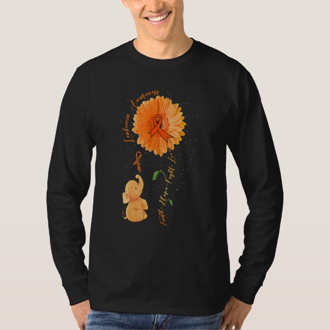 Faith Hope Fight Love Elephant Sunflower Leukaemia T-Shirt (Front)