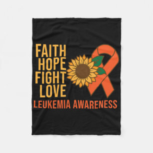 Faith Hope Fight Love Leukaemia Awareness Orange G Fleece Blanket