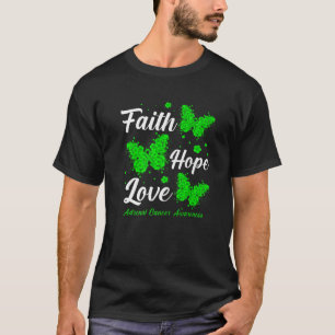 Faith Hope Love Adrenal Cancer Awareness Butterfly T-Shirt