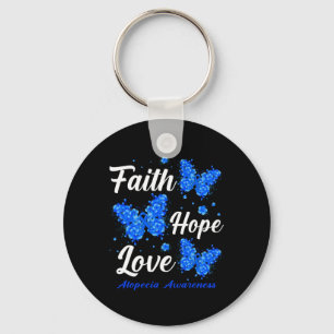 Faith Hope Love Alopecia Awareness Butterfly Key Ring