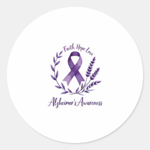 Faith Hope Love Alzheimer's Awareness Dragonfly (1 Classic Round Sticker