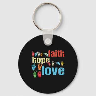 Faith Hope Love American Sign Language Christian E Key Ring