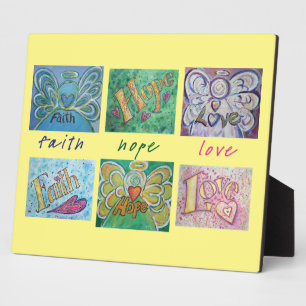 Faith, Hope, Love Angel Word Collage Poem Plaque