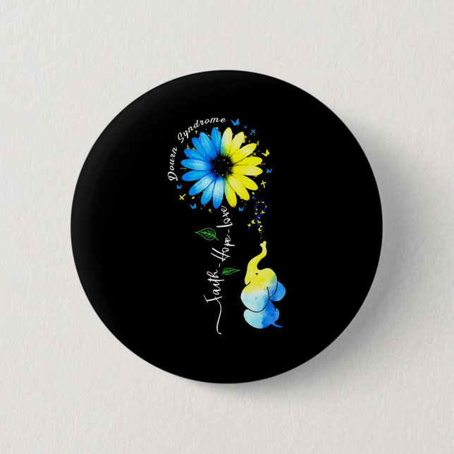 Faith Hope Love Awareness Down's Syndrome The Blue 6 Cm Round Badge (Front)