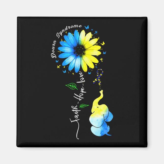 Faith Hope Love Awareness Down's Syndrome The Blue Magnet (Front)
