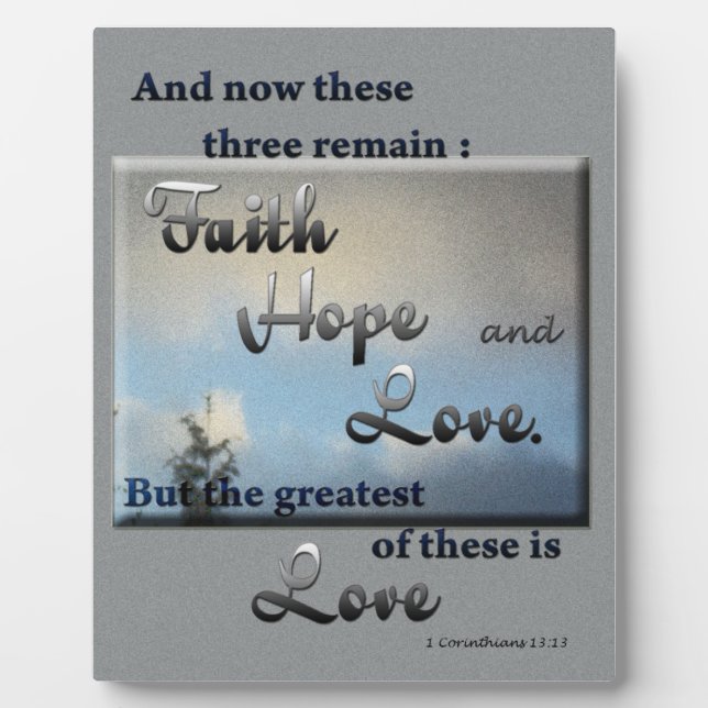Faith Hope Love Bible Verse Plaque (Front)