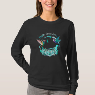 Faith Hope Love Bird Scleroderma Warrior Peace Flo T-Shirt