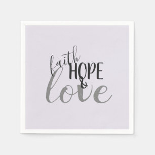 Faith, Hope & Love Black Grey & Muted Lavender Napkin