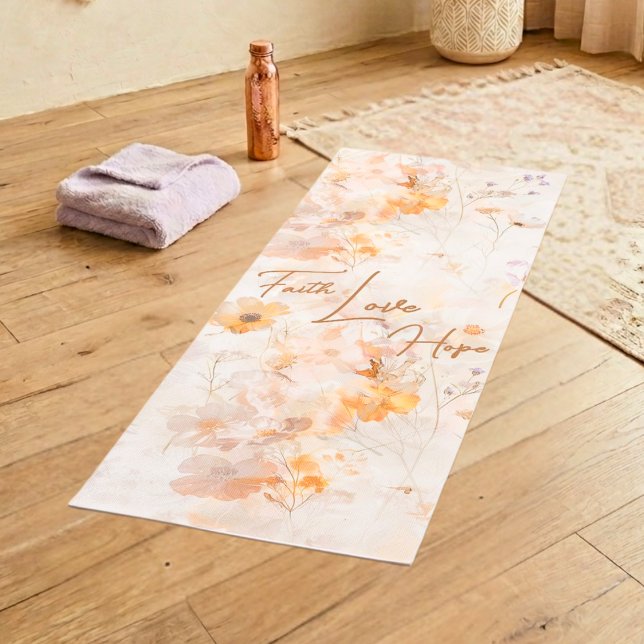 Faith Hope Love Boho Watercolor Fitness Mat (Creator Uploaded)