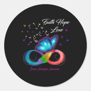 Faith Hope Love Brain Aneurysm Awareness Classic Round Sticker