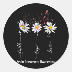 Faith Hope Love Brain Aneurysm Awareness Flower Gi Classic Round Sticker