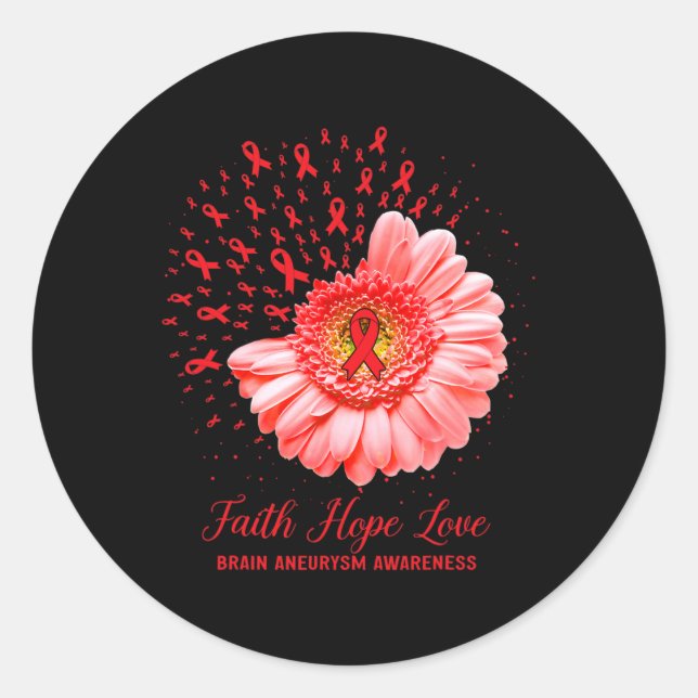 Faith Hope Love Brain Aneurysm Awareness Survivor  Classic Round Sticker (Front)