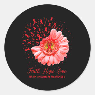 Faith Hope Love Brain Aneurysm Awareness Survivor Classic Round Sticker