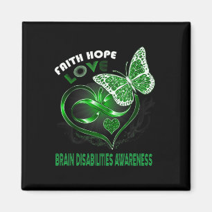 Faith Hope Love Brain Disabilities Awareness Heart Magnet