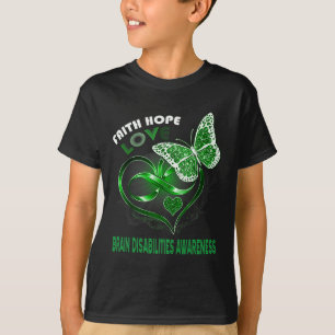 Faith Hope Love Brain Disabilities Awareness Heart T-Shirt