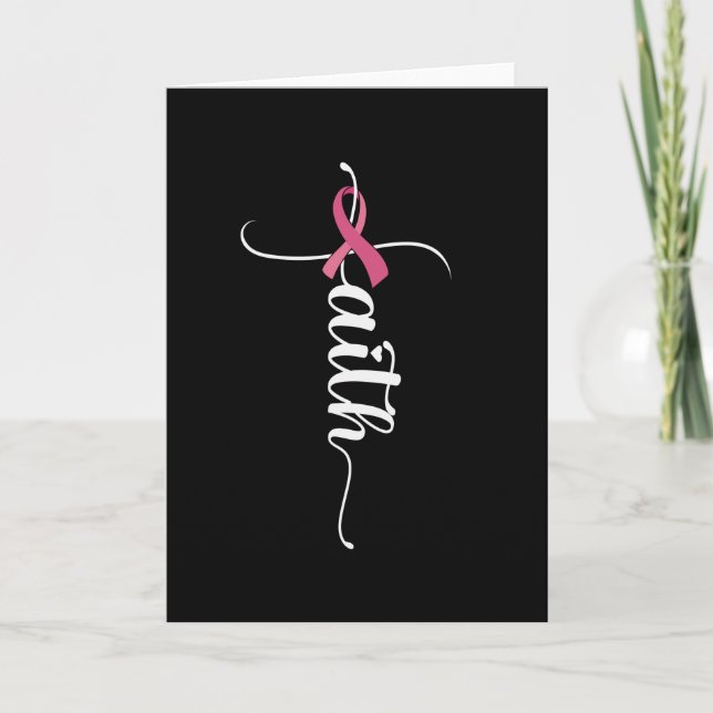Faith Hope Love Breast Cancer Awareness Christian Card (Front)