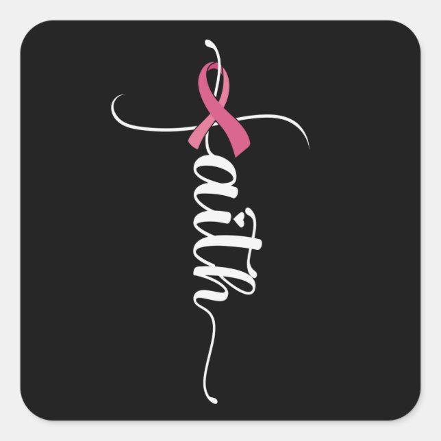 Faith Hope Love Breast Cancer Awareness Christian Square Sticker (Front)