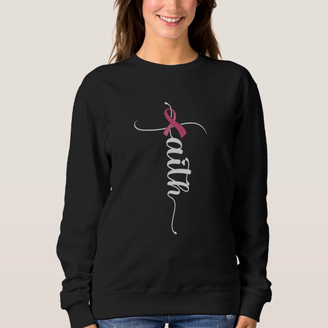 Faith Hope Love Breast Cancer Awareness Christian Sweatshirt (Front)
