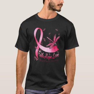 Faith Hope Love Breast Cancer Awareness Dragonfly T-Shirt