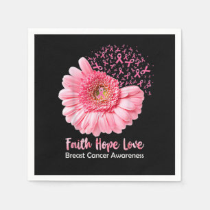 Faith Hope Love Breast Cancer Awareness Flower Pin Napkin