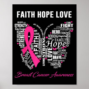 Faith Hope Love Breast Cancer Awareness Poster