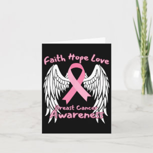 Faith Hope Love Breast Cancer Awareness Wings Pink Card