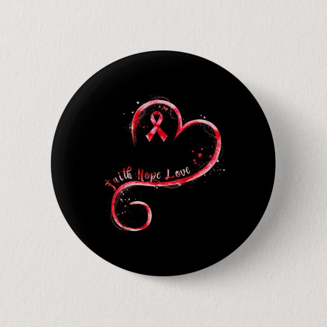 Faith Hope Love Burgundy Ribbon Brain Aneurysm Awa 6 Cm Round Badge (Front)