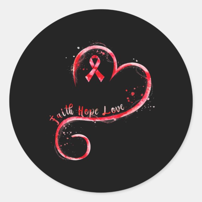 Faith Hope Love Burgundy Ribbon Brain Aneurysm Awa Classic Round Sticker (Front)