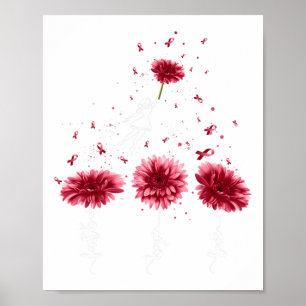 Faith Hope Love Burgundy Sunflower Brain Aneurysm  Poster