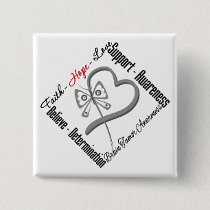 Faith Hope Love Butterfly - Brain Tumour 15 Cm Square Badge