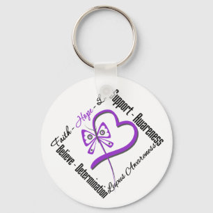 Faith Hope Love Butterfly - Lupus Awareness Key Ring