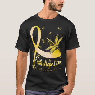 Faith Hope Love Childhood Cancer Awareness Dragonf T-Shirt