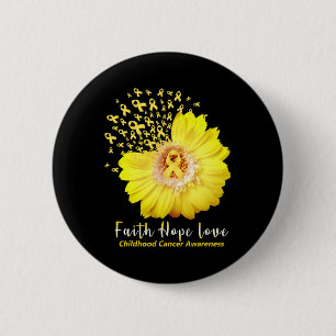 Faith Hope Love Childhood Cancer Awareness Ribbon 6 Cm Round Badge