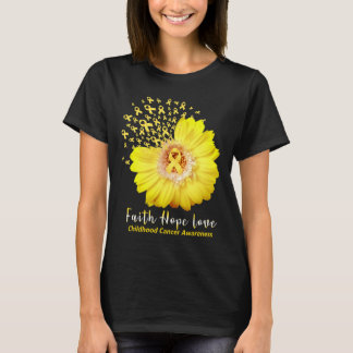 Faith Hope Love Childhood Cancer Awareness Ribbon T-Shirt