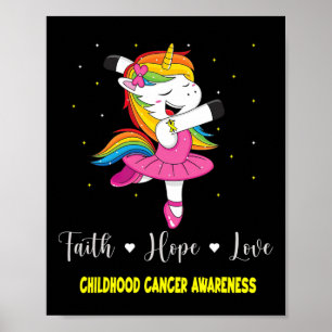 Faith Hope Love Childhood Cancer Awareness Unicorn Poster