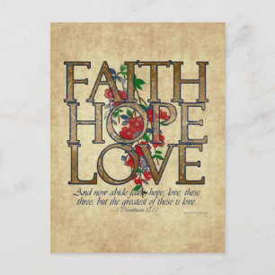Faith Hope Love Christian Bible Verse Postcard