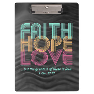 Faith Hope Love Christian Bible Verse Retro Clipboard